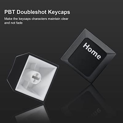 Cherry Profile Double - Shot PBT Full Set Keycaps - White on Black