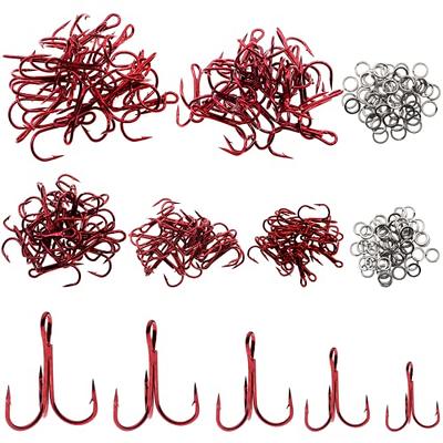 Super Sharp Treble Hooks High Carbon Steel Barbed Fish Hooks Round Bend  Lures for Saltwater Fishing Size 2 4 6 8 10 12 (red, 2#100pcs) : :  Sports, Fitness & Outdoors
