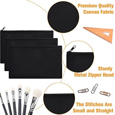 ZeeDix 12 Pieces Canvas Pencil Pouch Bulk- 8.3 x 5 inches Blank