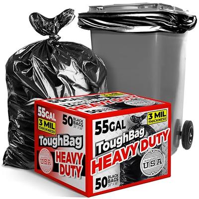ToughBag 55 Gallon Trash Bags, 3 Mil Contractor Bags, Large 55-60 Gallon  Trash Can Liners, Black Garbage Bags, Made in USA - Yahoo Shopping