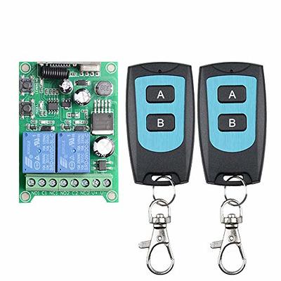 DieseRC DC 12V 24V 30V Secure Remote Control Switch Universal Wireless 433MHz RF 10A Relay Receiver Board with 2 Transmitter Key Fobs for Motor