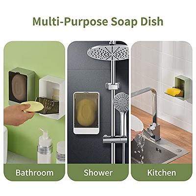 Soap Dish Holder Shower 2 Pack Bar Soap Holder with Drain Wall Mounted Soap  Box for Shower, Bathroom, Bathtub, Kitchen Sink, Keep Soap Bars Dry,  Waterproof Dustproof, No Drilling, Adhesive Include 