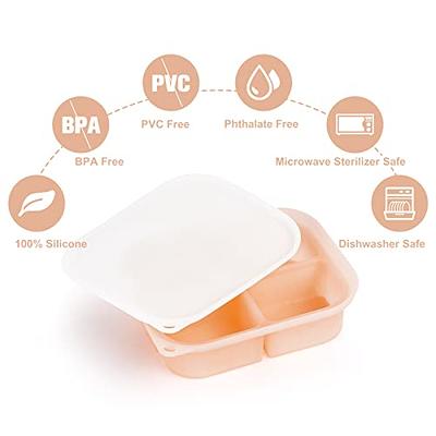 Hoolerry 6 Pcs Baby Food Storage Container Silicone Baby Food Freezer Tray  with Clip on Lids Milk Trays for Breastmilk Baby Food Ice Cube Trays for