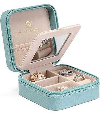 Jewelry Organizer With Mirror Display Travel Jewelry Case Boxes