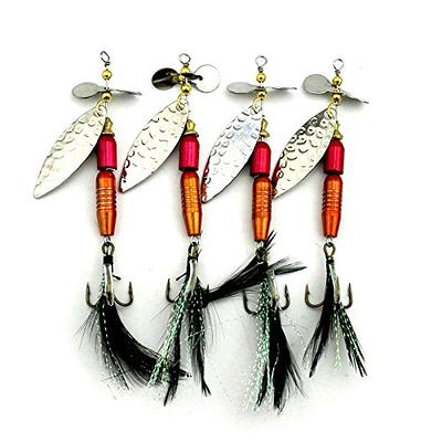 LENPABY 5PCS Bait/Feather Jigs Fishing Hooks,Rooster Tail, Fishing