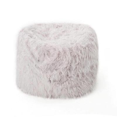 Noble House 5 ft. White Long Faux Fur Bean Bag