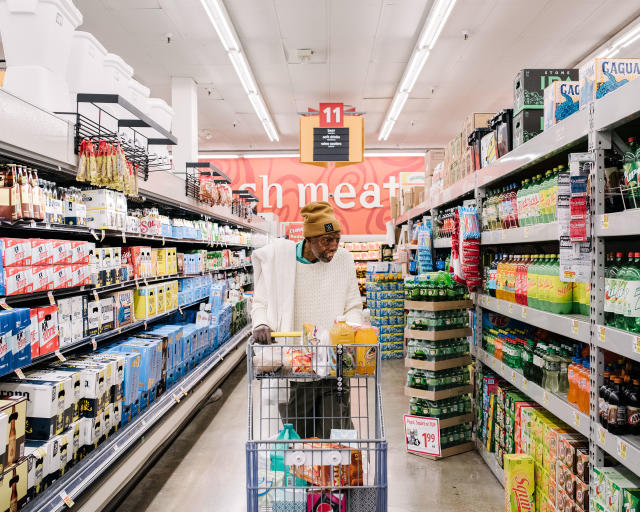 Robert Chelsea shops for groceries at a local market near a friend’s apartment where he was temporarily staying in Los Angeles in February 2019 | John Francis Peters for TIME