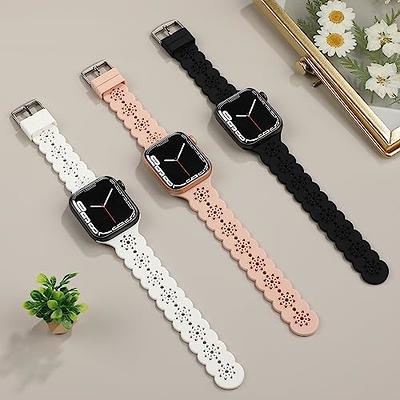 ALMNVO 3 Pack Silicone Straps Compatible with Apple Watch Bands 40mm 38mm  41mm 44mm 42 mm 45mm ,Soft Silicone Replacement iWatch Band Bracelet, Apple