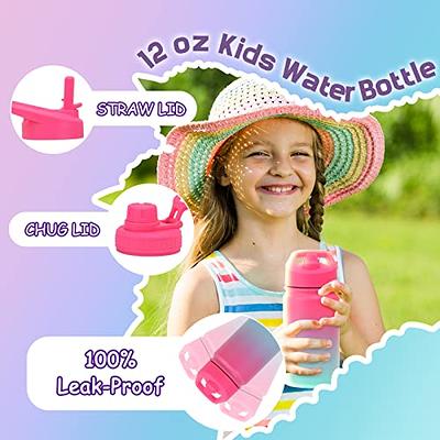 2 Pack with Straw for School Kids Boys Girls,12OZ Children Toddler Water  Bottle