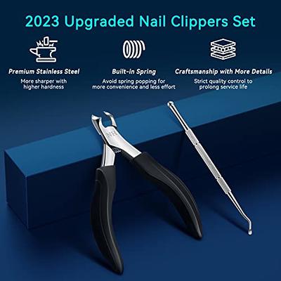 FERYES Nail Clippers 2 Pcs Nail Cutter Set, Upgrade Stainless Steel Curved  and Slant Blade Fingernails Toenails Kit for Men and Women,Taupe