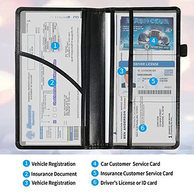 Car Registration and Insurance Card Holder, PU Glove Box Essential  Documents Paperwork Driver License Organizer for Car, Wallet Case Auto  Vehicle