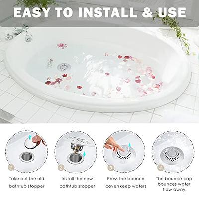 Bathtub Stopper, Bath Tub Drain Plug, Pop Up Drain Hair Catcher, 2 in 1 Bathroom Shower Drain Stopper, Bathtub Hair Catcher for Drain Size 1.6 to 2.0