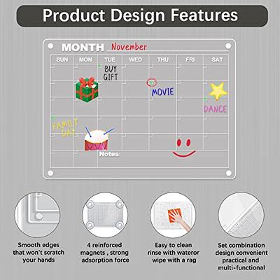 Magnetic Acrylic Calendar for Fridge,2 Pack 12x16 Dry Erase Clear Fridge  Calendar Magnetic Monthly & Weekly Planning Boards Includes 6 Colorful  Highlight Markers,Magnetic Pen Holder and Erase Towel - Yahoo Shopping