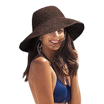 Women Floppy Straw Sun Hat Foldable Beach Hat Summer Packable Sun