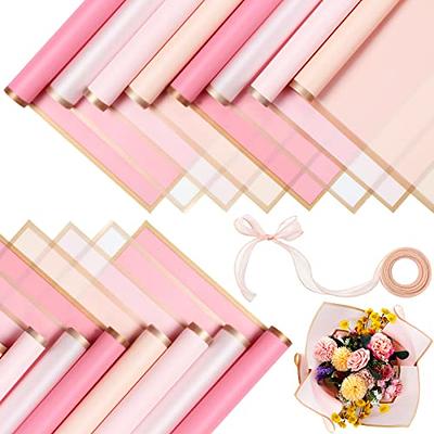 20 Sheets Pure Color Gold Edge Flower Wrapping Paper Waterproof Translucent  Bouquet Packaging Paper Florist Bouquet Supplies for Wedding DIY Crafts