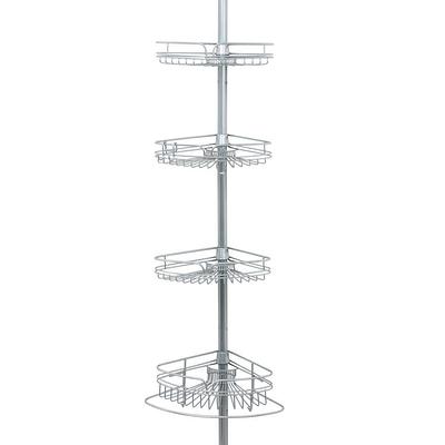 Glacier Bay Tension Pole Shower Caddy in White with 4-Shelves