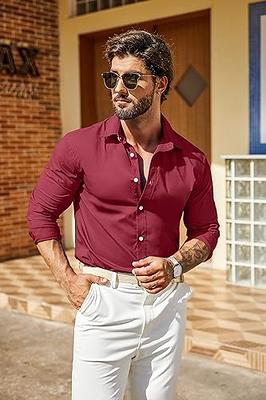 COOFANDY Men's Muscle Fit Dress Shirts Wrinkle-Free Short Sleeve Casual  Button Down Shirt at  Men’s Clothing store