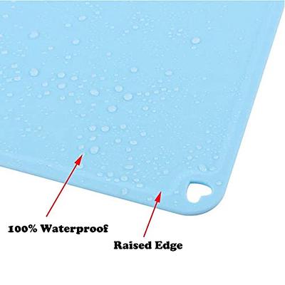 Gorilla Grip 100% Waterproof Raised Edge BPA Free Silicone Pet Feeding Mat,  Dog Cat Food Mats Contain Spills Protects Floors, Placemats for Cats and