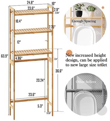 Kalrin 4-Tier Over-The-Toilet Storage Rack, Adjustable Shelf and Basket,  Freestanding Bathroom Organizer Shelf for All Rooms, Space-Saving Bathroom