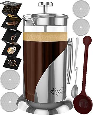 Utopia Kitchen French Press Coffee Maker 34Oz, Double Wall Insulated  Stainless Steel with 4-Level Filtration system, Includes 2 Extra Filters