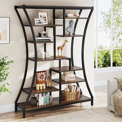 IDEALHOUSE Triple Wide 5 Tier Book Shelf, Tall Bookshelf with Open Display  Shelves, Industrial Large Bookshelves and Bookcases with Metal Frame for