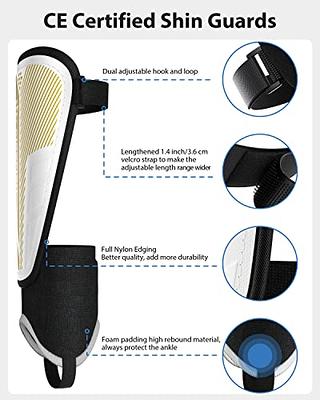 Upgraded Soccer Shin Guards for Kids Youth Adults, CE Certified