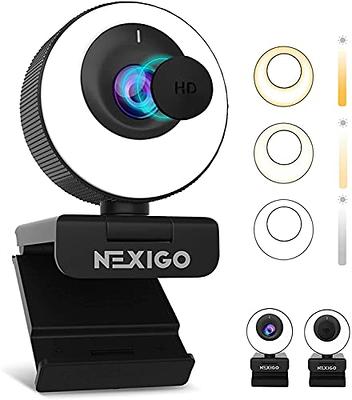 NexiGo N620E Webcam with Light, 1080P 60FPS AutoFocus, ePTZ 2X Digital  Zoom, Plug and Play, [Software