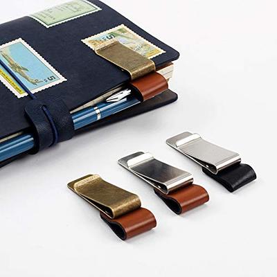 Pen Loop Holder Notebooks Pen Sleeve PU Leather Pen Holder Journals  Notebooks Pen Loop with Clips for Notebook Journals Calendars Planner  Clipboard