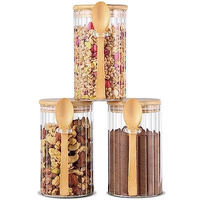Steviieden 25 OZ Large Airtight Glass Jars with Bamboo Spoons Lids