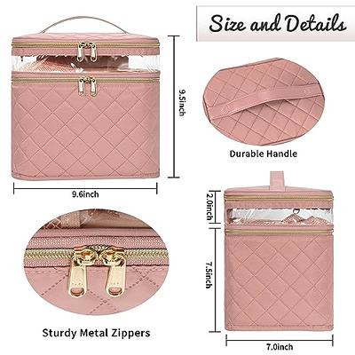 Katadem Travel Makeup Bag,Large Opening Makeup Bag,Portable Makeup Bag Opens Flat for Easy Access, Toiletry Bag,PU Leather Makeu