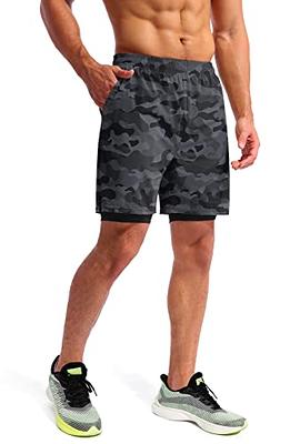 Pudolla Men's 2 in 1 Running Shorts 7 Quick Dry Gym Athletic Workout Shorts  for Men with Phone Pockets(Black Camo Large) - Yahoo Shopping