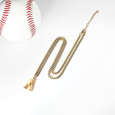 AIAINAGI Baseball Initial A-Z Letter Necklace for Boys Baseball