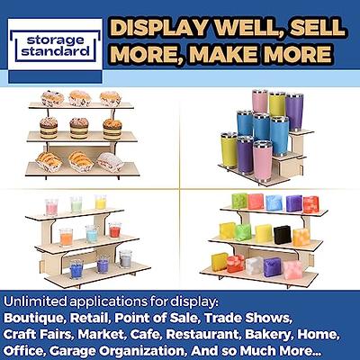 3-Tier Retail Table Display Stand Portable Retail Wooden Display Riser  Straight Display Racks for Craft Shows Farmers Markets Countertop Cupcakes