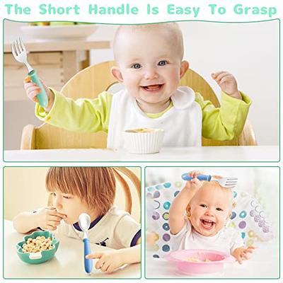 Baby Utensils Set, Silicone Handle 3Pcs Stainless Steel Baby Fork