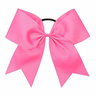 Black Cheer Bow 2 PCS 8 Inch Large Cheer Hair Bows Ponytail Holder Elastic  Band Handmade for Cheerleaders Teen Girls College Sports (Black)