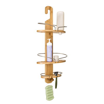 Honey-Can-Do 3-Tier Steel Wire Hanging Shower Caddy with 2 Hooks, Satin  Nickel 