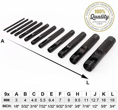 Spurtar Hollow Punch Set 12 Pieces 1/8- 3/4 Heavy Duty Carbon Steel Round Leather  Hole Tool Leather Punch Set Kit for Watch Cloth Belt Gaskets with Storage  Bag (Black) - Yahoo Shopping