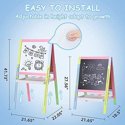 Woodenland Art Easel for Kids, 360° Rotatable Double-Sided Easel