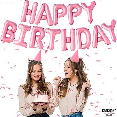 KatchOn, Pink Happy Birthday Banner - 16 Inch, Pink Happy Birthday Balloon  Banner for Hot Pink Birthday Decorations, Happy Birthday Sign Balloons for  Pink Party Decorations