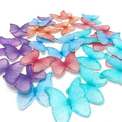 Georld Edible Wafer Paper Butterflies Set of 48 Purple Colorful Cake Decorations, Cupcake Topper Mixed Color