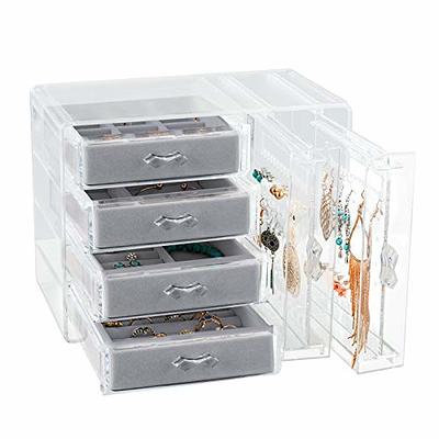 Jenseits Acrylic Jewelry Box, Clear Jewelry Organizer W/ 4 Drawers