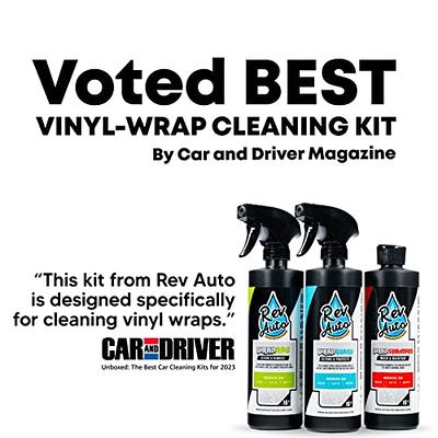 Rev Auto Complete Vinyl Wrap Detailing Kit - 3 Item Car Wrap Cleaning Kit  Includes Wrap Detailer, Wrap Shampoo, & Wrap APC | Car Wrap Cleaner Made  For