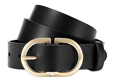 Womens Black Belt, CR 1.5 Inch Width Belt, Women Belts For Jeans and Pants,  Ladies Causal Leather Belts With Sliver Pin Buckle at  Women's  Clothing store