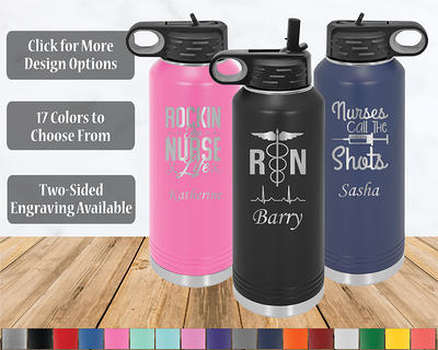 Nurses Personalized Insulated Stainless Steel Water Bottle With Flip Top  Lid & Hidden Straw, Laser Engraved, Polar Camel, 32 Or 40 Oz - Yahoo  Shopping