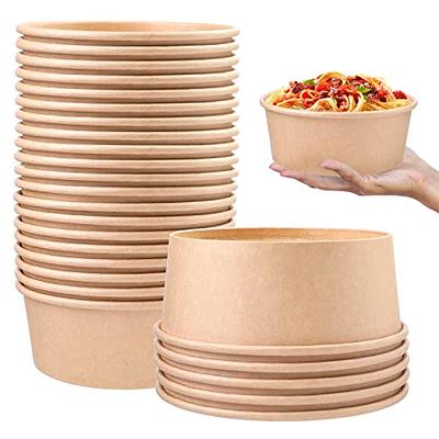25oz Paper Bowls, 50 Pack Paper Food Containers with Lids ,Disposable Soup Bowls Bulk Plastic Free Party Supplies for Hot/Cold Food, Soup, Ice Cream