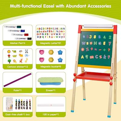 Kids Easel with Paper Roll Double-Sided Whiteboard & Chalkboard Adjustable Kids  Art Easel Standing Easel with Accessories for Kids and Toddlers - Yahoo  Shopping