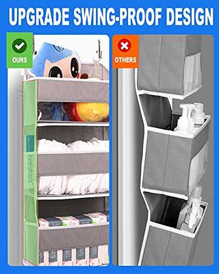 6-Shelf Over the Door Organizer, Yecaye Behind Door Storage Swing-Proof  Flexible 1 Split into 2 Closet Hanging Baby Organizer, Gray