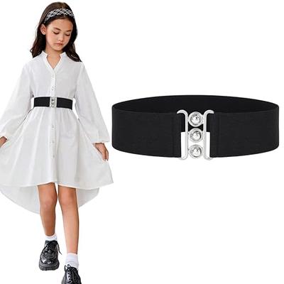 SUOSDEY Women Fashion Wide Elastic Belt Stretch Waist Belt with Easy Silver Buckle for Dresses