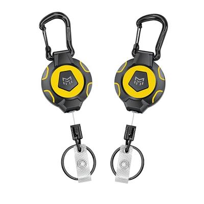  DELSWIN Retractable Keychain Heavy Duty - ID Card Badge Holder  Retractable Clip, Tactical Carabiner Badge Reels with Key Ring and 31.5  Steel Cord, Key Leash Lanyard(2 Pack) : Office Products