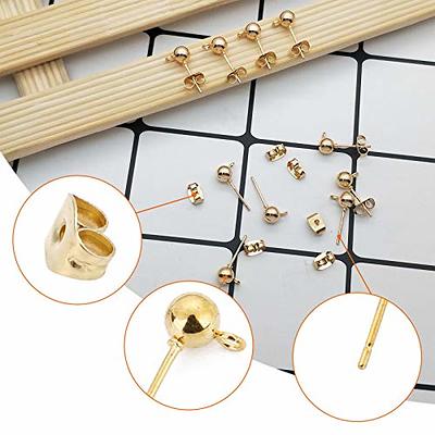 150pcs Ball Post Earring Studs for Jewelry Making,Earring Studs Ball Ear Pin Ball Post Earrings with Loop with 200pcs Butterfly Earring Back